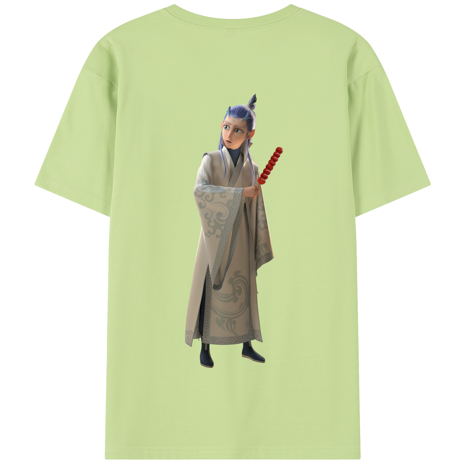 （画像用） Ne Zha 2 ナタ 魔童の大暴れ 綿100％半袖Tシャツ（背面プリント）